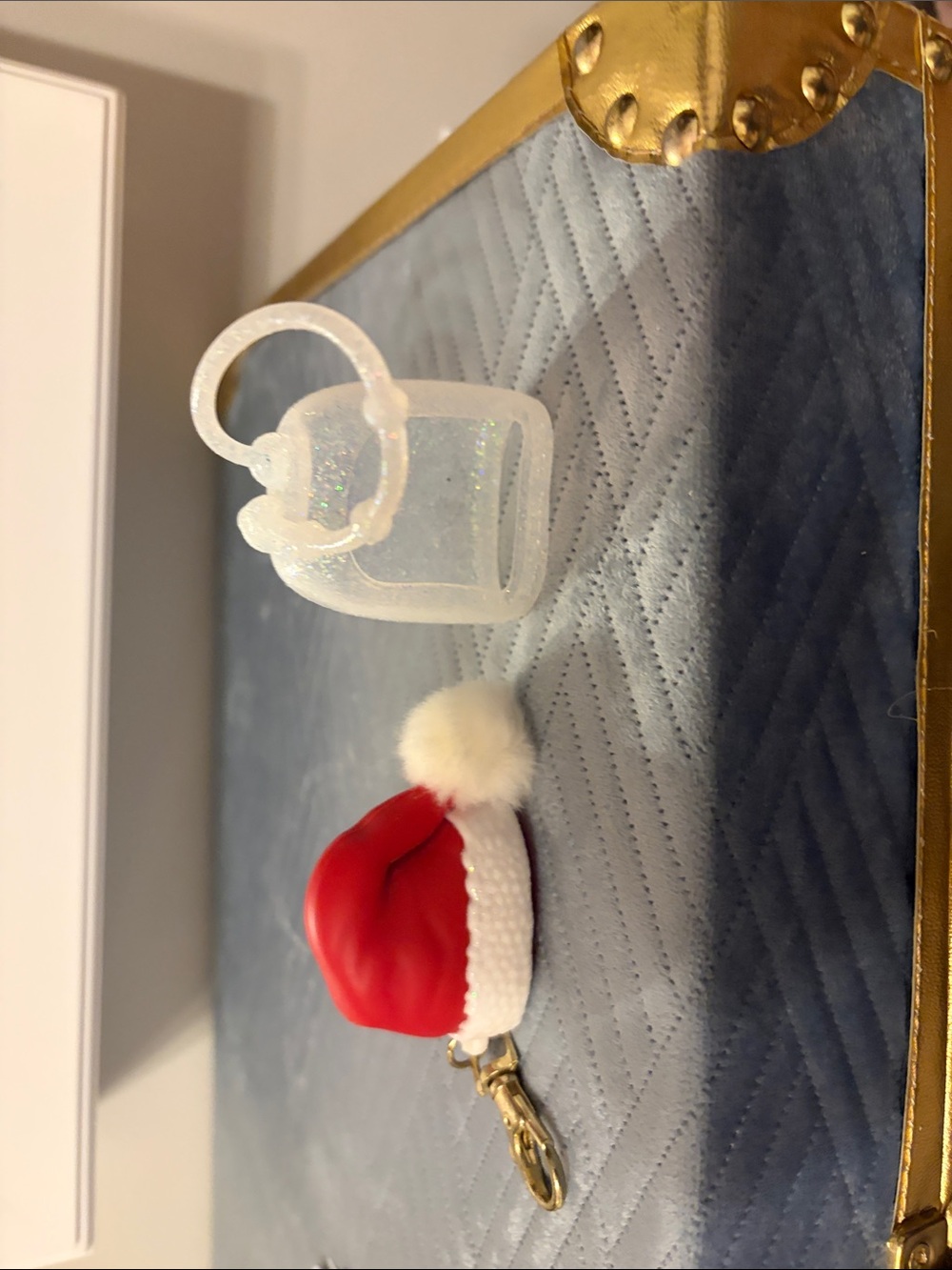 Bath and body works santa Hat Keychain Accessory hand sanitizer holder- set of 2